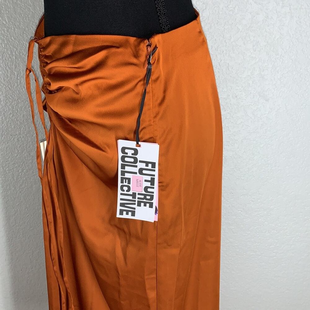 Tie-Front Flowy Midi Skirt - Future Collective - Satin Like size Small New - Picture 3 of 7